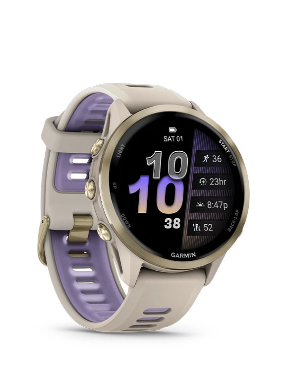 Smartwatch with a purple band on a white background