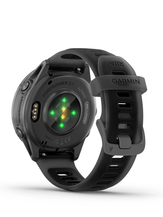 Black Garmin smartwatch on a white background