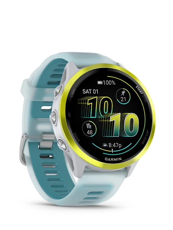 Smartwatch with a light blue band on a white background