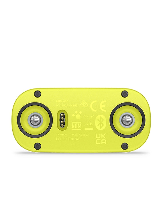 Yellow portable speaker with brand logo on a white background