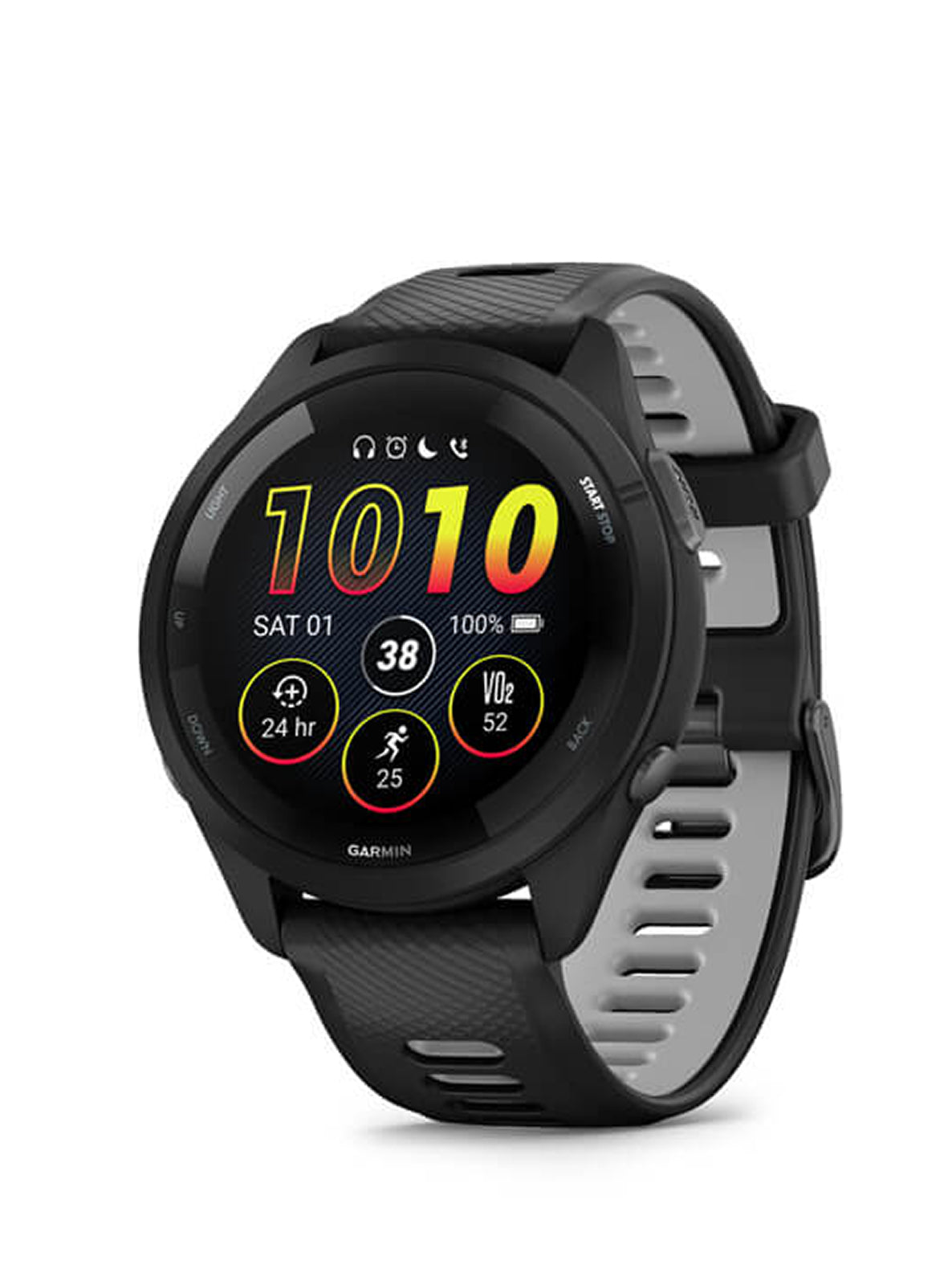 Smartwatch with a black band on a white background