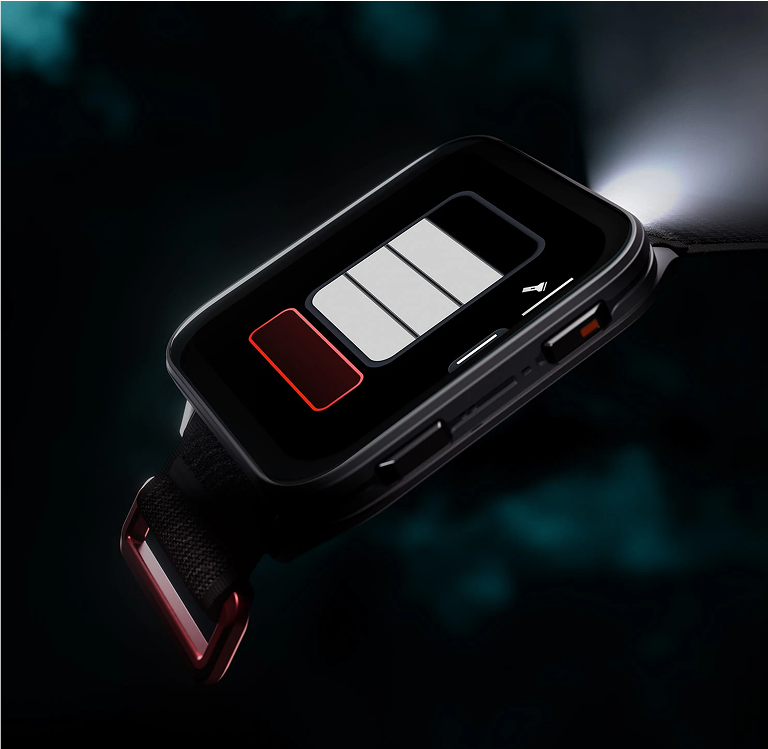Smartwatch with a black strap on a dark background